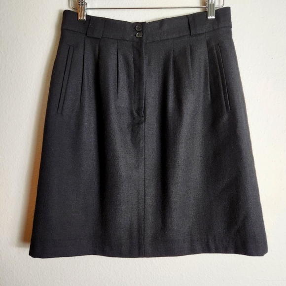 Giorgio Sant'Angelo Vintage Womens Black Pleated Wool Skirt w/Pockets-Size 8 - Picture 1 of 7